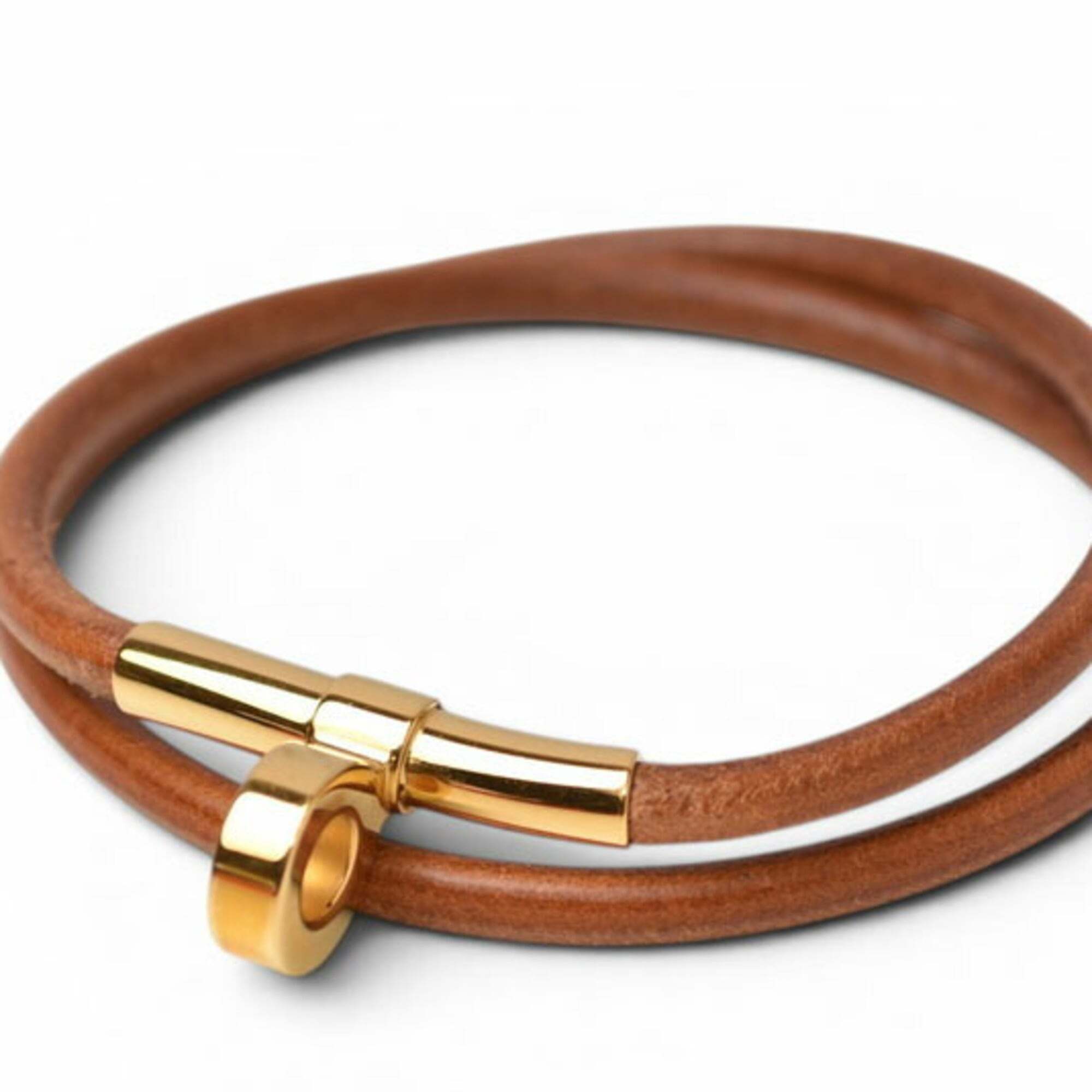 Hermes Bangle Bracelet Hermes Double Kelly Choker Women's Brown